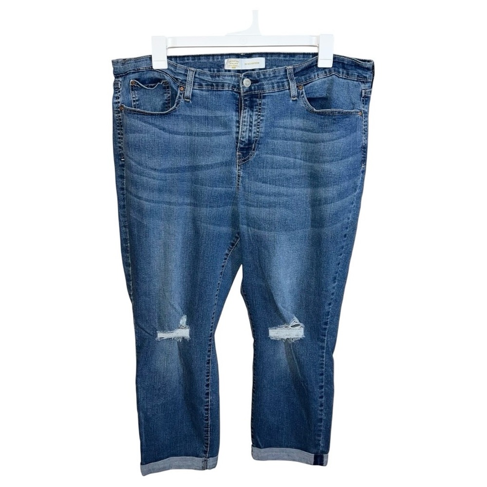 Signature Levi Strauss Jeans Women’s 20 Blue Crop Mid Rise Boyfriend 40x25